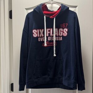 Woman’s Navy Hoodie with Red Accents